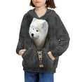 thumbnail image 3 of Xoenoiee Long Sleeve Hooded Sweatshirt with Kangaroo Pocket Pullover Hoodies for Kids Activewear Fall Winter Warm Cloth for Hiking Traveling, Vintage Samoyed Dog Print, XL, 3 of 7