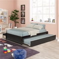 thumbnail image 3 of Full Size Daybed with Twin Size Trundle and 2 Storage Drawers, Space-Saving Solid Wood Sofa Bed Platform Bed for Kids Teens Adults Bedroom Living Room, No Box Spring Needed, Espresso, 3 of 7