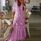 thumbnail image 1 of WILLBEST Vestidos para Mujer Verano Nuevo Vestido de Mujer de Manga Media y Larga con Borlas Estampado Bohemio Ancho Cuello En V Largo 860 Grande, 1 of 3