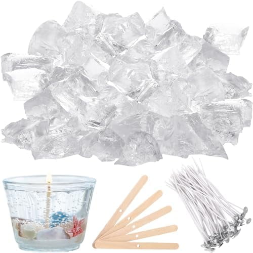 6 lb Gel Wax for Candle Making, Clear Jelly Candle Wax with Wooden Candle Wick Centering Device for DIY Candle Making Supplies$$