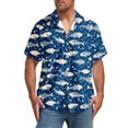 thumbnail image 2 of SGFCWSX Men's Short Sleeve Button Up Hawaiian Shirt Graphic Print Casual Beach Shirt for Summer Holiday Blue Size M, 2 of 7