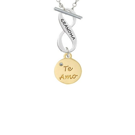 - Gold Tone Te Amo Disc Grandma Infinity Toggle Chain Necklace