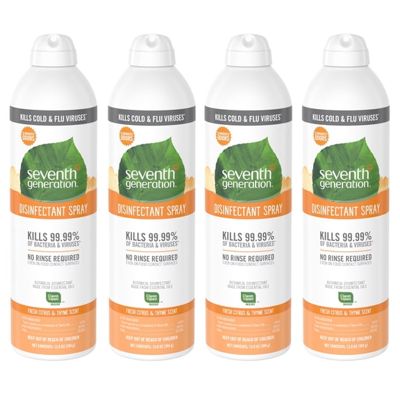 Seventh Generation Disinfectant Spray, Fresh Citrus & Thyme Scent, 13.9 Ounce (Pack of 4)