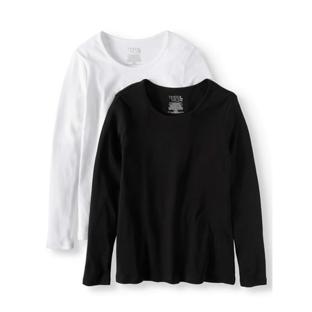 Women's Long Sleeve Scoop Neck T-Shirt, 2 Pck (Best Tshirts For Women)