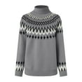 thumbnail image 5 of larppty Women's Fair Isle Sweater Casual Crewneck Long Sleeve Lightweight Vintage Knit Jumper Tops (Grey, XXL), 5 of 8