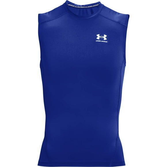 Under Armour Men's Armour HeatGear Compression Sleeveless T-Shirt , Royal Blue (400)/White , X-Small