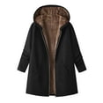 thumbnail image 3 of Fall Women Jacket Warm Lined Zipper Hooded Windbreaker with Pocket Outerwear Jackets Black, 3 of 4