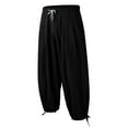 thumbnail image 5 of Mens Casual Solid Cropped Pants Drawstring Pocket Lace Up Hem Pant Loose Trouser Legs Trousers Cargo Pants Black Xxl, 5 of 6