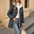 thumbnail image 6 of Womens Sherpa Lined Puffer Jacket Hooded Wave Quilted Full Zip Mid Length Padded with Poecets Warm Fall Winter Casual Outerwear, 6 of 8