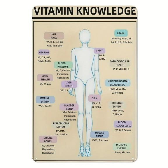 Vitamin Knowledge Metal Tin Sign Home Plaque Poster Home Bar Pub Wall are Decor New (Aluminum) Size: 8 x 12 inch