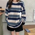 thumbnail image 4 of Womens Tops Oversized 2024 Autumn New Korean Loose Striped Long Sleeved T Shirt Female Net Red Student Versatile Thin Top, 4 of 4