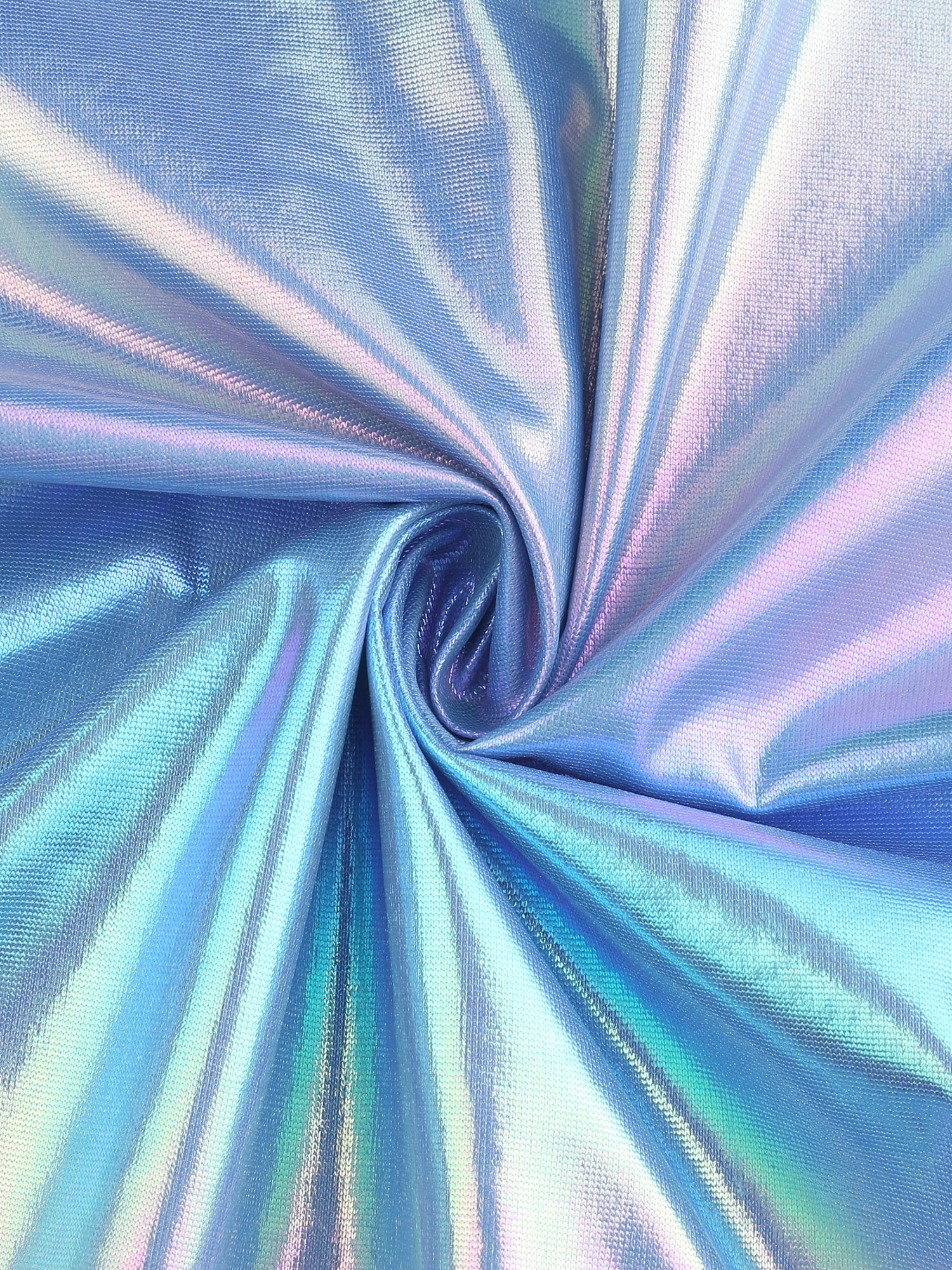 INSPIRE CHIC Women's Holographic Shiny Party Long Sleeve Lightweight Zipper Metallic Jacket M Blue Holographic