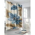 thumbnail image 3 of Vintage Palm Leaf Shower Curtain Set ，Waterproof Fabric Shower Curtains Blue Flowers Tropical Plants Shower Curtains for Bathroom,Bathroom Decor 36"x72", 3 of 6
