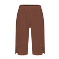 thumbnail image 4 of Jxximdong Shorts for Women Women's Fashionable Casual Slit With Pocket Cotton And Linen Large Size Loose Shorts Brown XXL Pants, 4 of 5