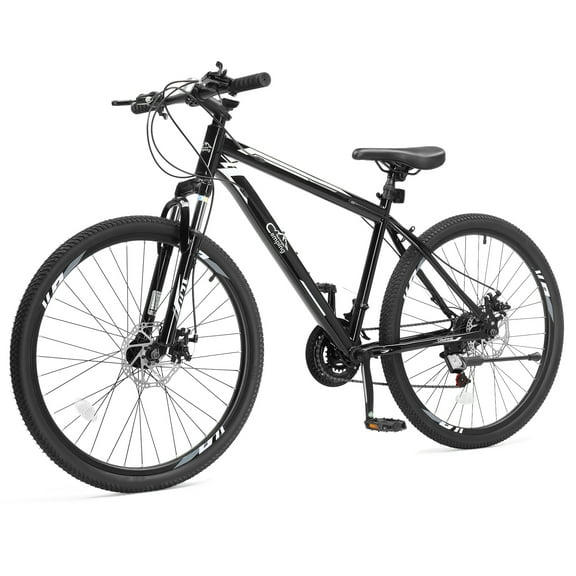 UBesGoo 26" Lightweight Explorer Mountain Bike, 21-Speed for Men and Women Disc Brakes & Suspension, Yellow/Black