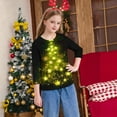 thumbnail image 6 of Atogsazn Kids Girls Christmas 3/4 Sleeve Shirt Children Christmas Tree Crew Neck Loose Fit Blouse Pullover Tops Clothing 10-Multicolor 11-12 Years Fashion, 6 of 7