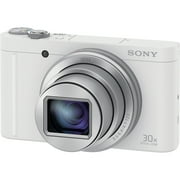 Angle View: Sony Cyber-shot DSC-WX500 18.2 Megapixel Compact Camera, White