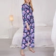 thumbnail image 3 of Fuzoiu crystal Skull flower Print Women's Long-Sleeved Pajama,Lounge Button Down Nightwear,Womens Notch Collar Pajama Set-XX-Large, 3 of 7
