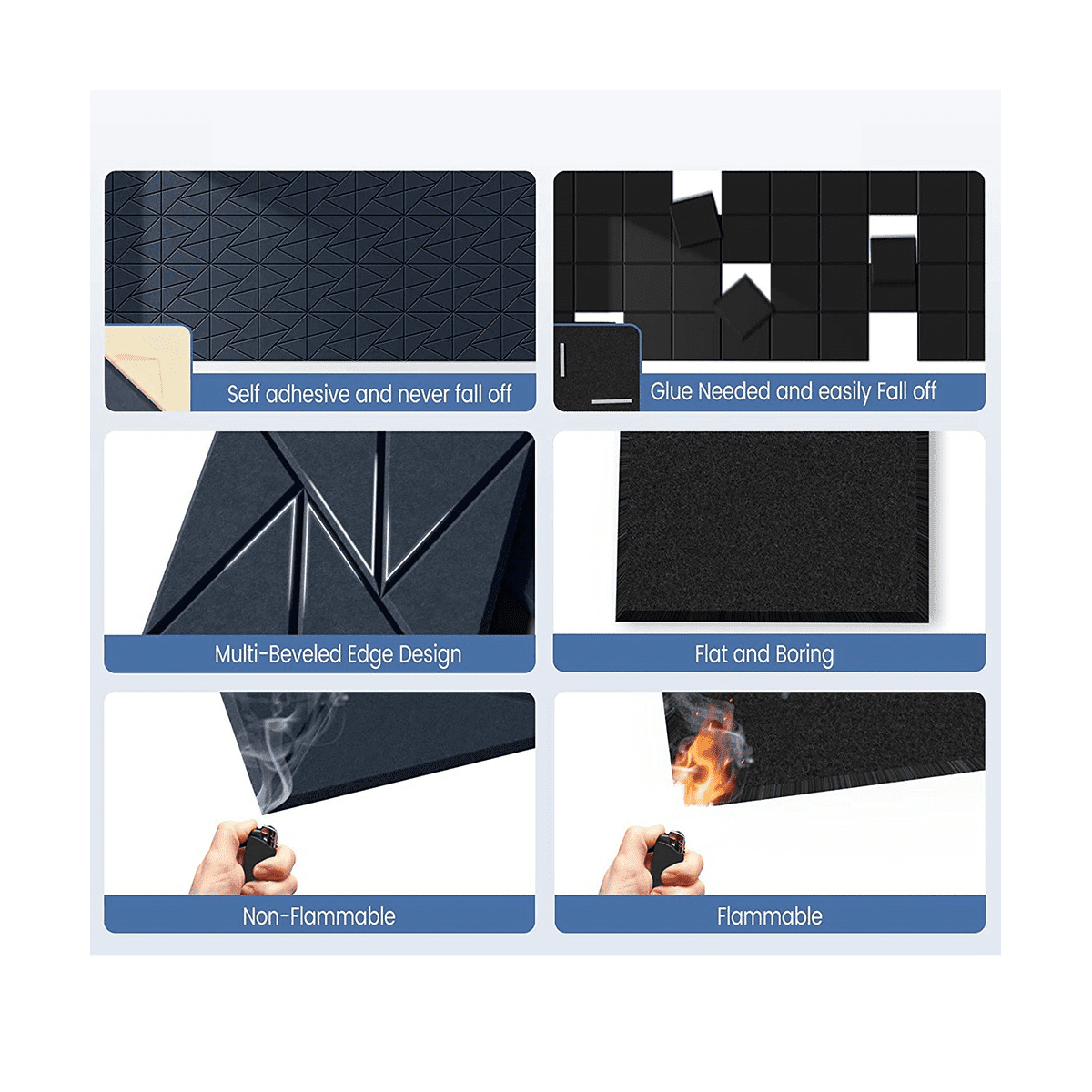 16Pcs Acoustic Panel with Self-Adhesive,12X12X0.4in Sound Proof Panel,Sound Panel High Density Studio Office,4