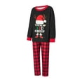 thumbnail image 4 of Christmas Family Pajamas Matching Set Santa Hat Elk Print Long Sleeve Tops and Red Plaid Pants Sleepwear, 4 of 9