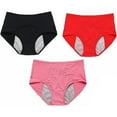 thumbnail image 1 of Women 3PC Solid Mesh Breathable High Waist Peripheral Leak Proof Menstrual Pants, 1 of 3