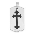 thumbnail image 3 of FB Jewels Sterling Silver Rhodium-plated Polished Black Epoxy Cross Dog Tag Pendant, 3 of 4