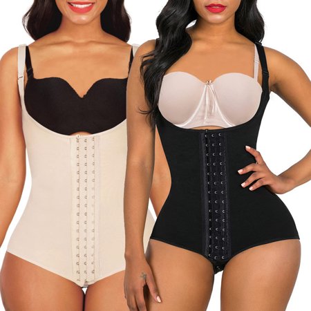 

2 Pack Shapewear for Women Tummy Control Breasted Fajas Post Surgery Compression Body Shaper with Open Crotch