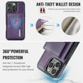 thumbnail image 4 of PU Leather Wallet Phone Case Compatible with iPhone 16 Pro, with Card Holder 2 in 1 Detachable Back Cover for iPhone 16 Pro, RFID Blocking Kickstand Heavy Duty Classic Magnetic - Purple, 4 of 11