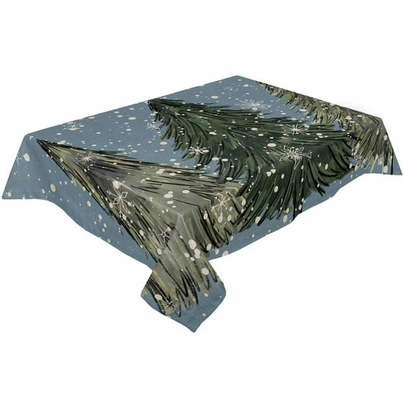 Green Christmas Tree Rectangle Tablecloths 52x70,Xmas Snowflake Watercolor Blue Table Cloth Table Cover Indoor/Outdoor Tabletop Decor for Wedding Holiday Party Dinner Baby Shower