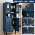 thumbnail image 3 of UZUGUL 63'' Storage Show Cabinet with 2 Display Glass Door & 2 Doors, Tall Kitchen Pantry Cabinet with Gold Handles, Modern Freestanding Cabinet for Bathroom, Dinning Room, Living Room, 3 of 6
