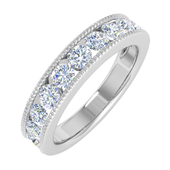 1 Carat Diamond Wedding Band Ring in 14K White Gold (Ring Size 6) (SI1-SI2 Clarity)