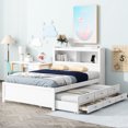 thumbnail image 2 of White full size platform bed with trundle and storage headboard / Convenient charging and easy access to items, 2 of 2