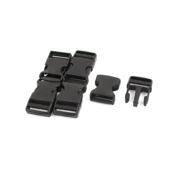 5pcs Black Plastic Packbag Side Quick Release Buckle for 2.5cm Width Strap Band