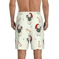 thumbnail image 3 of Naloa Christmas Pug Dog Men's Short Pajama Pants, Lounge Comfort Shorts with Elasticized Waistband and Side Pockets - XX-Large, 3 of 9