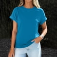 thumbnail image 2 of Lumtrix Womens Oversized T Shirts Summer Rolled Short Sleeve Tops Casual Loose Fit Basic Crew Neck Tees Royal Blue L, 2 of 6