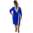 thumbnail image 2 of Kasper Womens Colorblock Midi Wrap Dress, 2 of 4