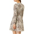 thumbnail image 3 of Allegra K Women's Leopard Keyhole Above Knee Pleated a-Line Dress, 3 of 8