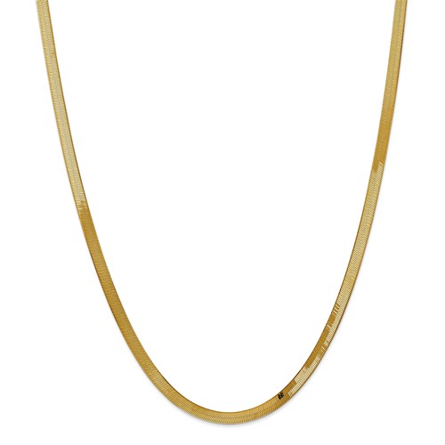 14k Yellow 20in Gold 4.0mm Silky Herringbone Necklace Chain by Jewelrypot