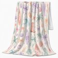 thumbnail image 2 of Pastel Bow Beach Western Flannel Blanket with Surfboards and Cowboy Boots, Palm Trees Waves Butterflies Throw for Bedroom and Nursery, Home Decor Gift for Coastal Girls, 2 of 7