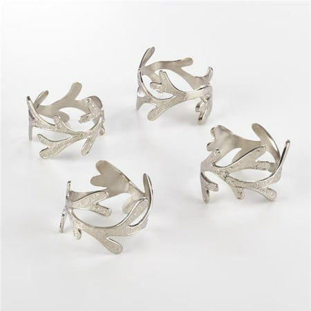 

SARO Vine Design Napkin Ring Silver - Set of 4