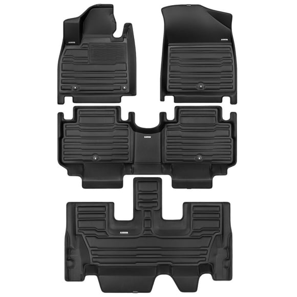 TuxMat - For Kia Telluride 8-Seater 2020-2024 Models - Custom Car Mats - Maximum Coverage, All Weather, Laser Measured - This Full Set Includes 1st, 2nd and 3rd Rows
