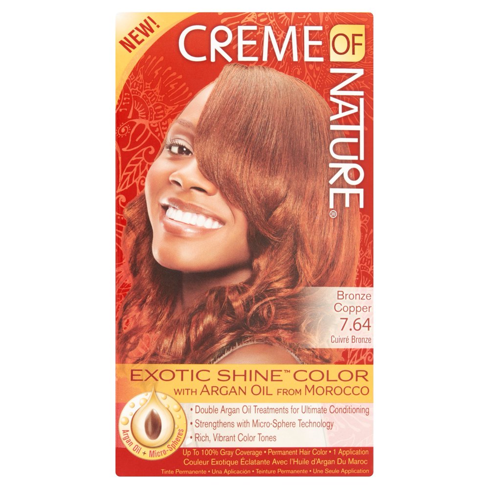 Creme of Nature Exotic Shine Color 7.64 Bronze Copper Permanent Hair Color, 1 application