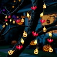 thumbnail image 6 of Qoosea Halloween Lights 14.8ft 30 LED Pumpkin Ghost Bat, 8 Modes Halloween Decor Waterproof Indoor Outdoor Party Home Decoration, Warm Lights, 6 of 8