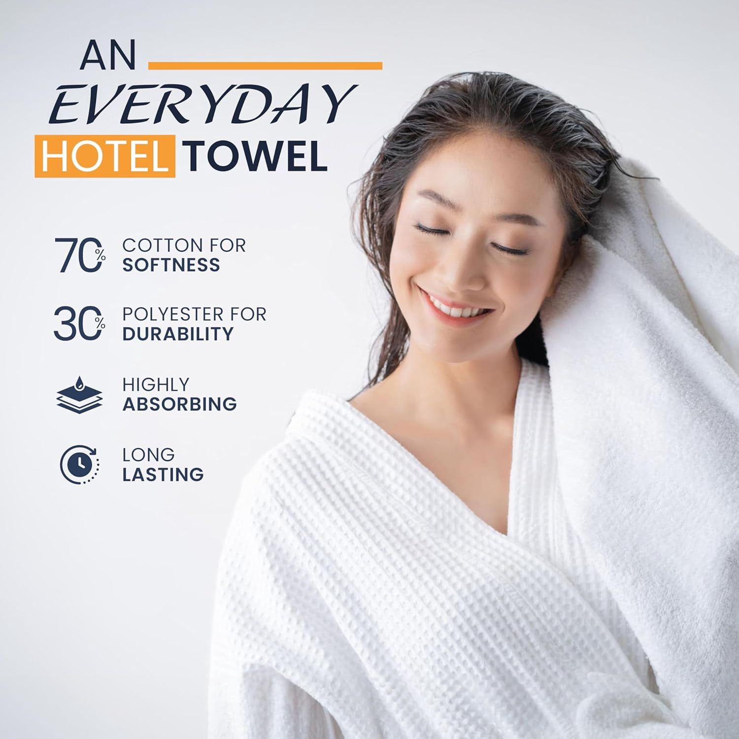 belem Fast Drying Hotel Towels - Pack of 72 (20x40) White Bath Towels Bulk- Lightweight Economy Bulk Towels - 5.5lb/dozen Super Absorbing, Soft & Durable Terry Towels for Commercial & Hotel Use