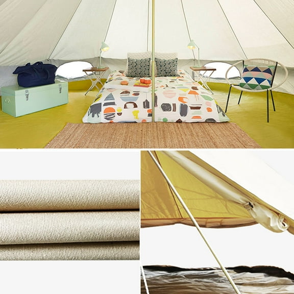 TECHTONGDA 6M 4 seasons Outdoor Canvas Bell Tent Waterproof Camping Tent Stove Hiking