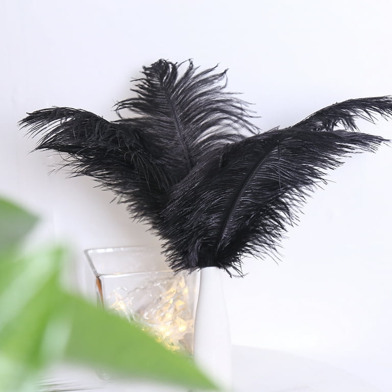 10Pcs Black Ostrich Feathers Plumes 15-20cm/6-8inch Wedding