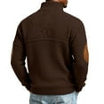 thumbnail image 3 of Mens Casual Knitted Pullover Sweater Long Sleeve Stand Collar Vintage Button Sweaters with Elbow Patches Coffee S, 3 of 4