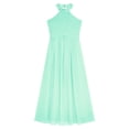 thumbnail image 5 of vastwit Big Girls Junior Chiffon Halter Wedding Party Bridesmaid Ball Gown Maxi Long Flower Dress Mint Green 8, 5 of 7