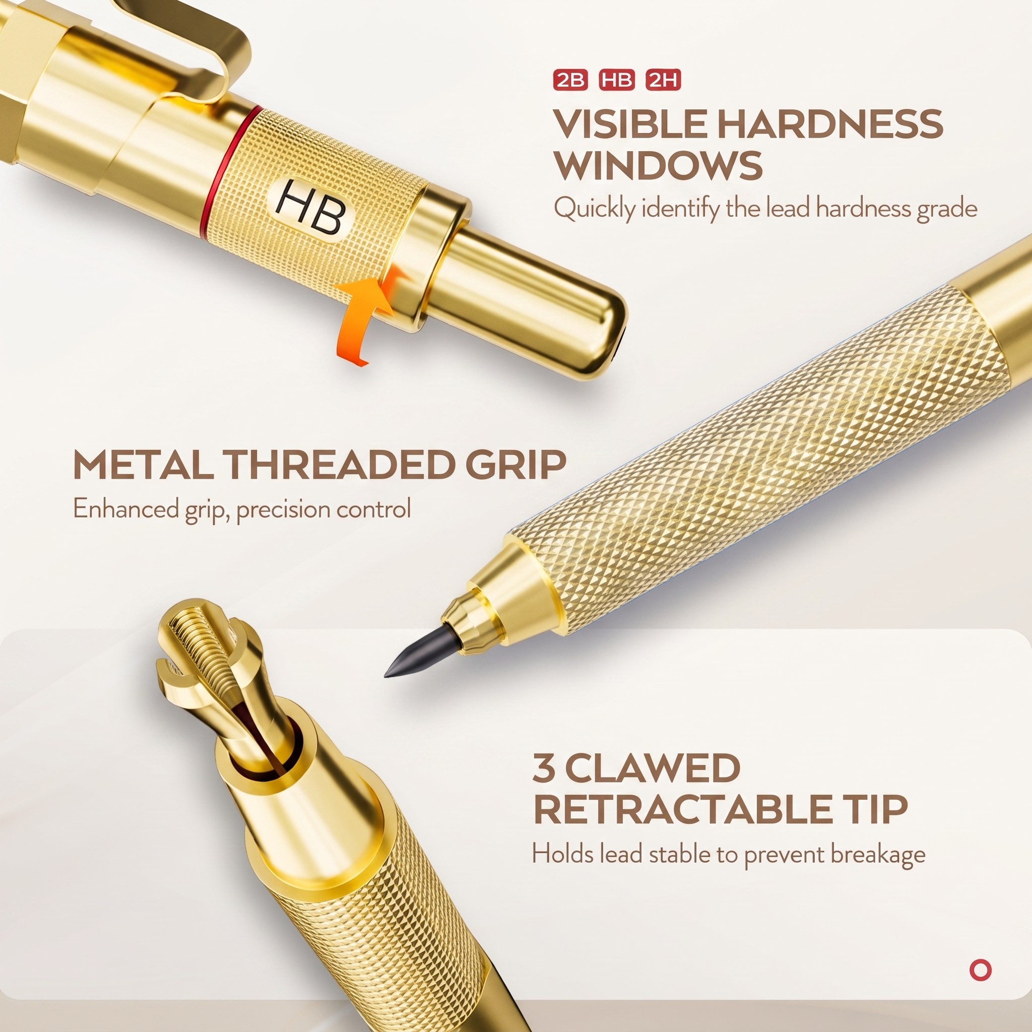 NicPro Gold Art Mechanical Pencil Set, 6 Pencils & Refills photo 2
