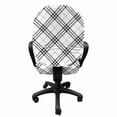 thumbnail image 3 of Geometric Office Chair Slipcover, Fashion Style Textured Diagonal Scottish Irish Minimalist Design Pattern Print, Protective Stretch Decorative Fabric Cover, Standard Size, Black White, by Ambesonne, 3 of 5